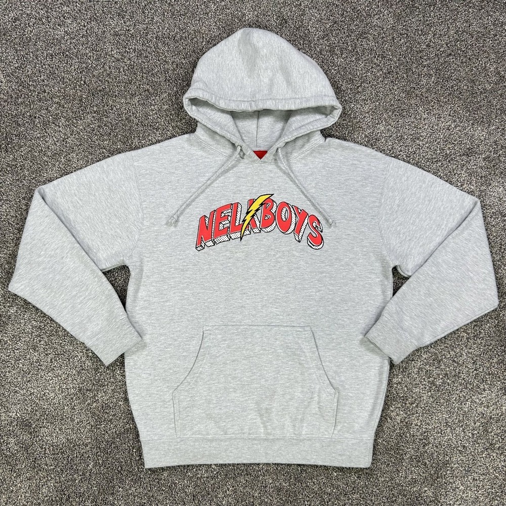 Full Send Nelk Boys Bolt‎ Sweatshirt Hoodie Mens Medium Gray Pullover Fleece